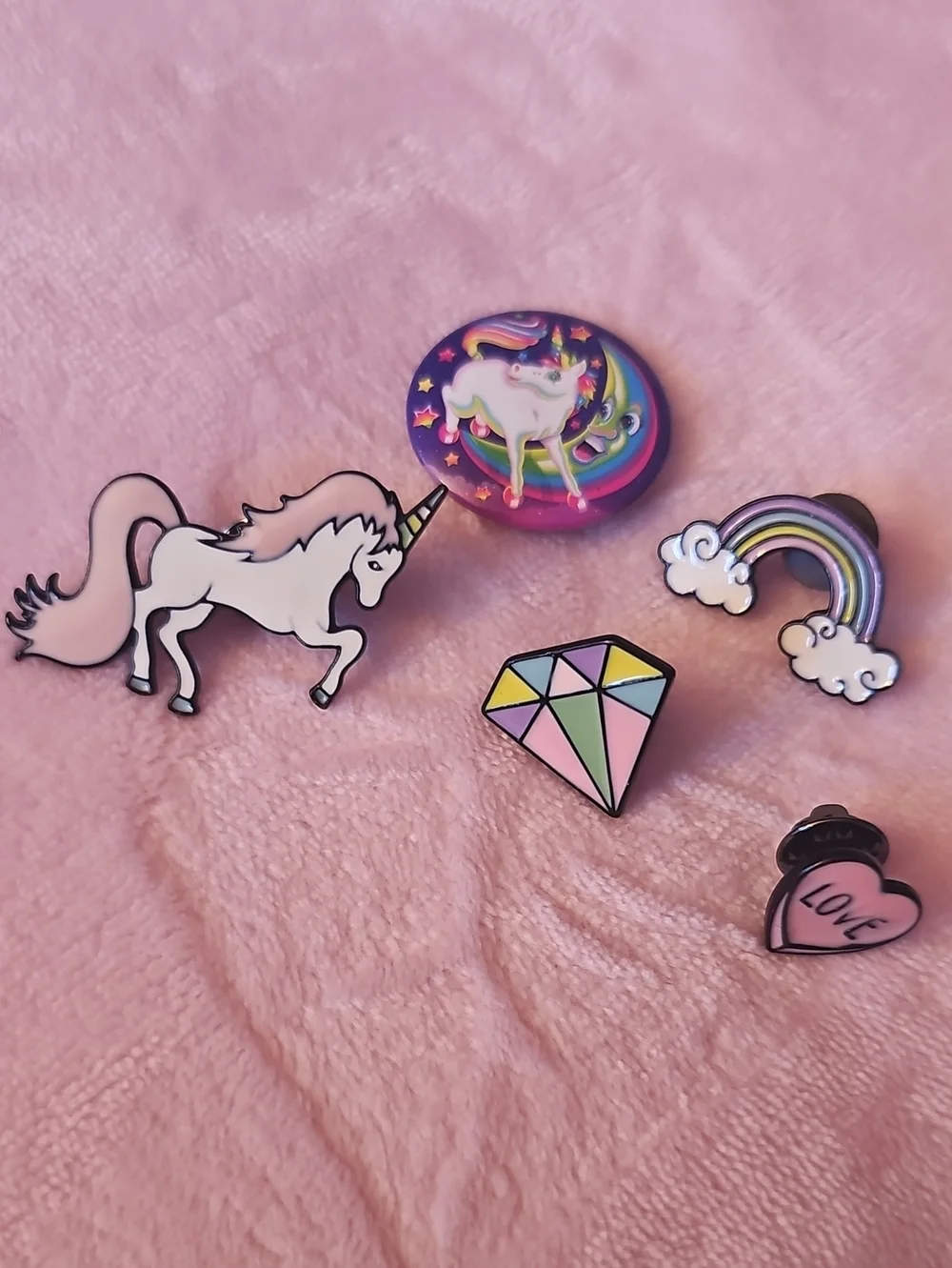 Pink Unicorn & Rainbow Kids Enamel Pin Set